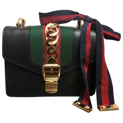 Pre-owned Gucci Sylvie Leather Crossbody Bag In Black