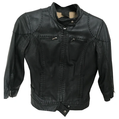 Pre-owned Fendi Leather Jacket In Navy