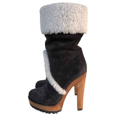 Pre-owned Dolce & Gabbana Snow Boots In Grey