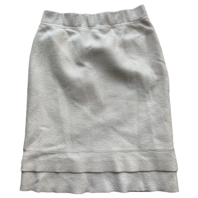 Pre-owned Marc Cain Wool Skirt In White