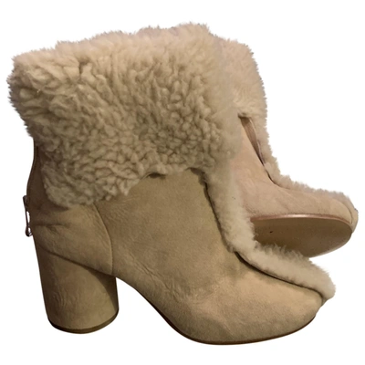Pre-owned Maison Margiela Beige Shearling Ankle Boots