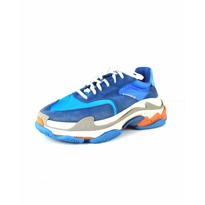 Pre-owned Balenciaga Triple S Cloth Trainers In Blue