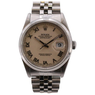 Pre-owned Rolex Datejust 36mm Watch In White