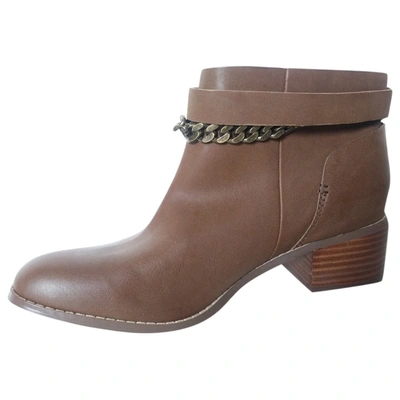 Pre-owned Nasty Gal Leather Ankle Boots In Brown