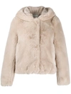 Sandro Mirage Hooded Faux-fur Coat In Ecru
