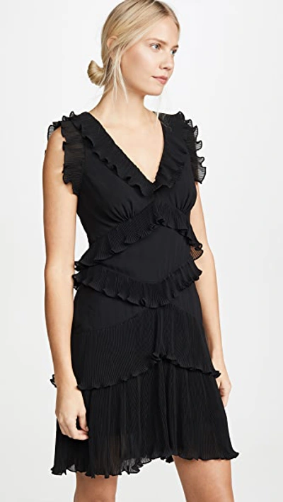 Zimmermann Super Eight Sleeveless Tiered-ruffles Chiffon Mini Dress In Black