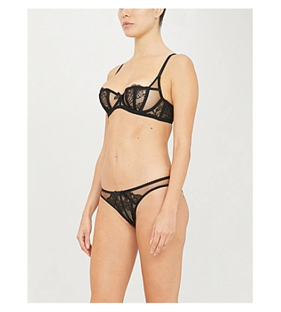 Agent Provocateur Rozlyn Balconette Mesh And Lace Underwired Bra In Rozlyn Black