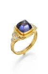 Temple St Clair Women's High 18k Yellow Gold, Iolite & Diamond Classic Sugar Loaf Ring