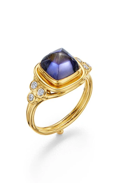 Temple St Clair Women's High 18k Yellow Gold, Iolite & Diamond Classic Sugar Loaf Ring In Blue/gold