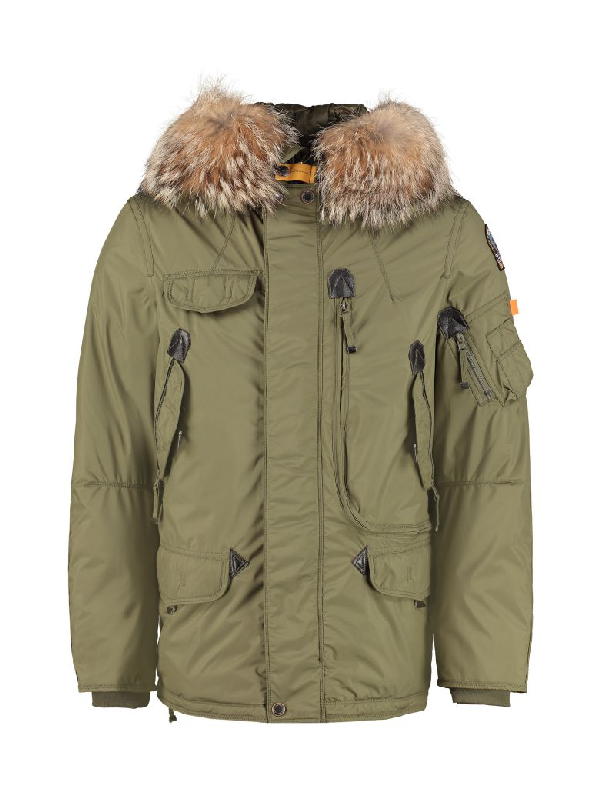 Parajumpers Right Hand Light Padded Parka With Fur Hood In Green | ModeSens