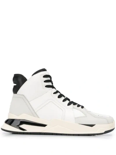 Balmain Panelled High-top Sneakers In White