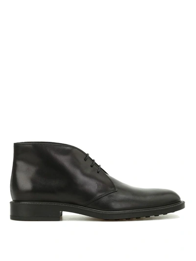 Tod's Men's Black Leather Ankle Boots