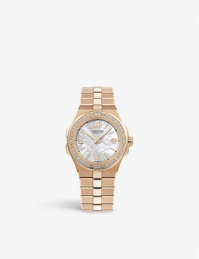 Chopard Alpine Eagle 18k Rose Gold & Diamond Bracelet Watch In White