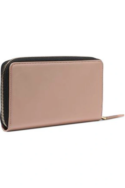 Marni Glossed-leather Continental Wallet In Antique Rose