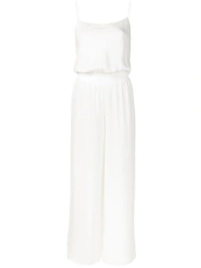 Theory Silk Wide-leg Jumpsuit In White