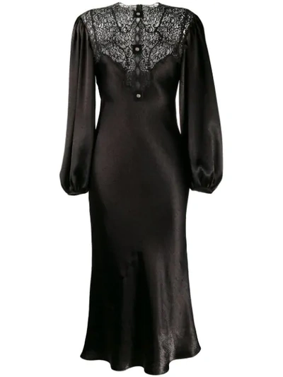 Christopher Kane Satin Lace Dress In Black