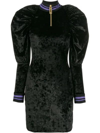 Gcds Puffed-shoulder Mini Dress In Black