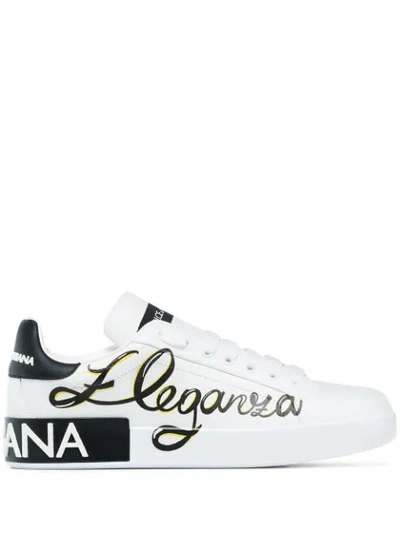 Dolce & Gabbana Portofino Eleganza White Leather Sneaker