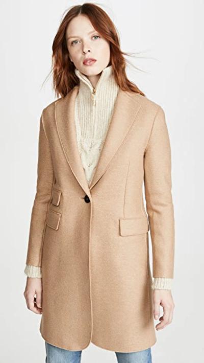 Harris Wharf London Single Breasted Coat In Tan