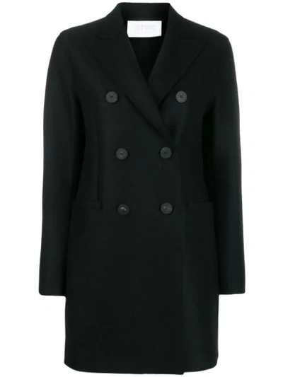 Harris Wharf London Short Double Breasted Coat In Black