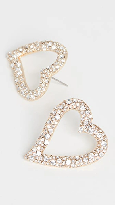 Baublebar Curved Heart Stud Earrings In Clear/gold
