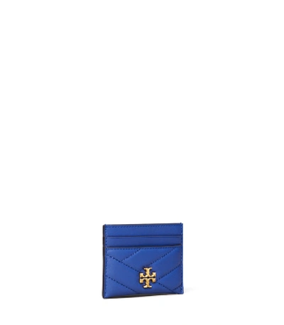 Tory Burch Kira Chevron Leather Card Case In Nautical Blue