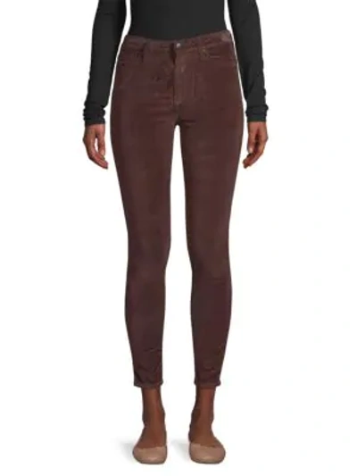 Joe's Jeans Charlie Velvet High-rise Ankle Skinny Jeans In Aubergine