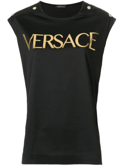 Versace Logo Tunic Top In Black