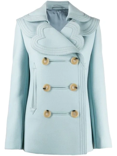 Lanvin Double-breasted Layered Collar Coat In Blue