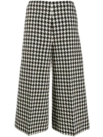 Gucci Houndstooth Print Cropped Trousers In Black