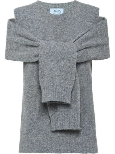 Prada Wool And Cashmere Jumper In Grey