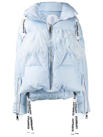 Khrisjoy Feather Detail Padded Jacket In Blue