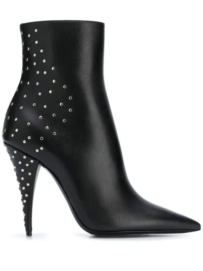 Saint Laurent Kiki Studded Boots In Black