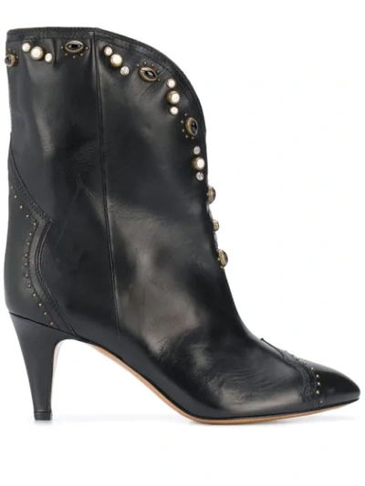 Isabel Marant Dythey 75mm Embellished Ankle Boots In Black