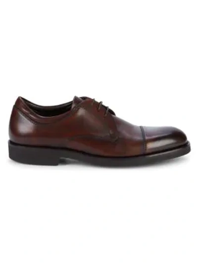 Canali Cap Toe Leather Derbys In Brown