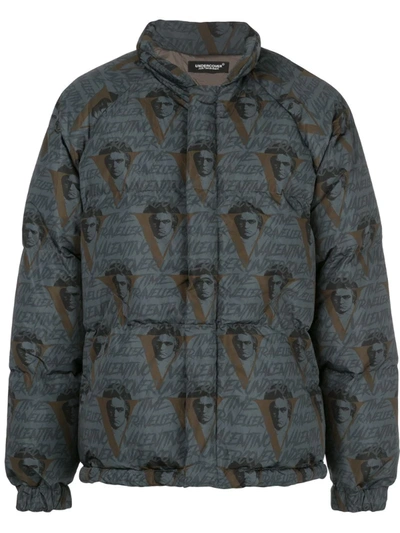 Undercover Down Jacket With Vvv Print In Blue