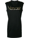 Versace Logo T-shirt Dress In Black