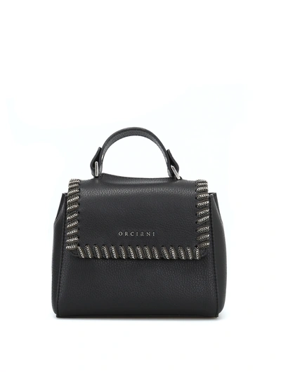 Orciani Sveva Mini Chain Detail Black Leather Bag