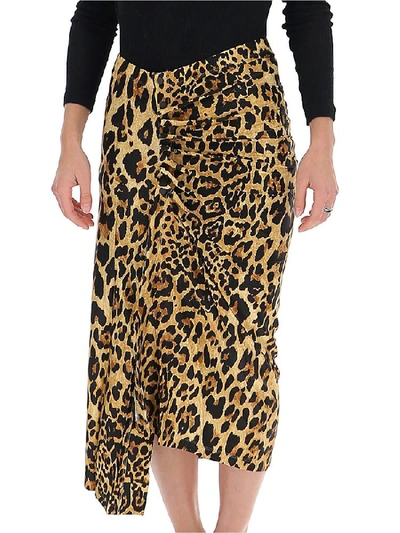 Paco Rabanne Leopard Print Wrap Skirt In Multi