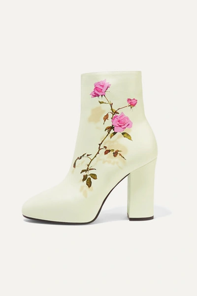 Dries Van Noten Floral-print Leather Ankle Boots In White