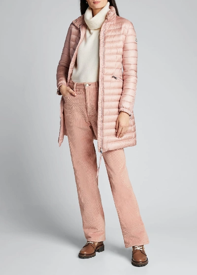 Moncler Sable Channel-quilt Puffer Coat In Pink