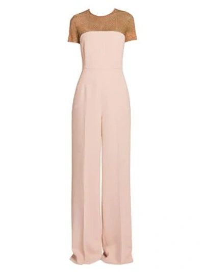 Stella Mccartney Wide-leg Mesh Jumpsuit In Rose