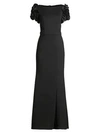 Basix Black Label Women's 3d Floral Sleeve Gown In Black