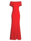 Basix Black Label Women's 3d Floral Sleeve Gown In Red