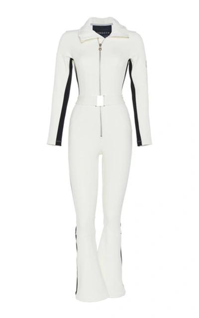 Cordova Women's The  Belted Striped Stretch-shell Ski Suit In White