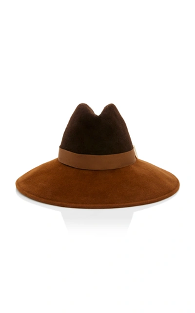 Gigi Burris Exclusive Requiem Sateen-trimmed Wool-felt Fedora In Brown