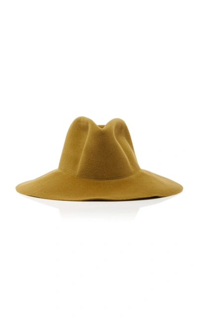 Clyde Wide Brim Pinched Angora Hat In Green