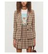 Maje Checked Woven Blazer In Beige