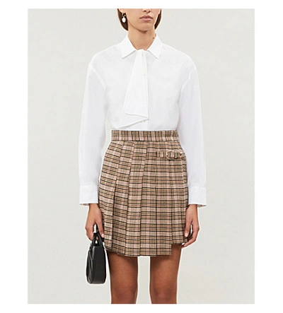 Maje Checked-wool-blend Skirt In Beige ModeSens
