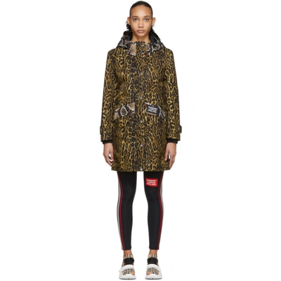 Burberry Hooded Animal-print Shell Coat In Brown